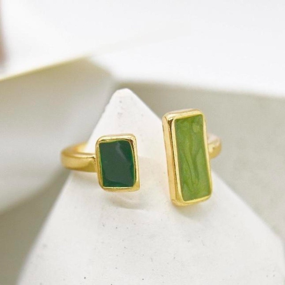 Green Geometric Ring - Picture 2 of 4